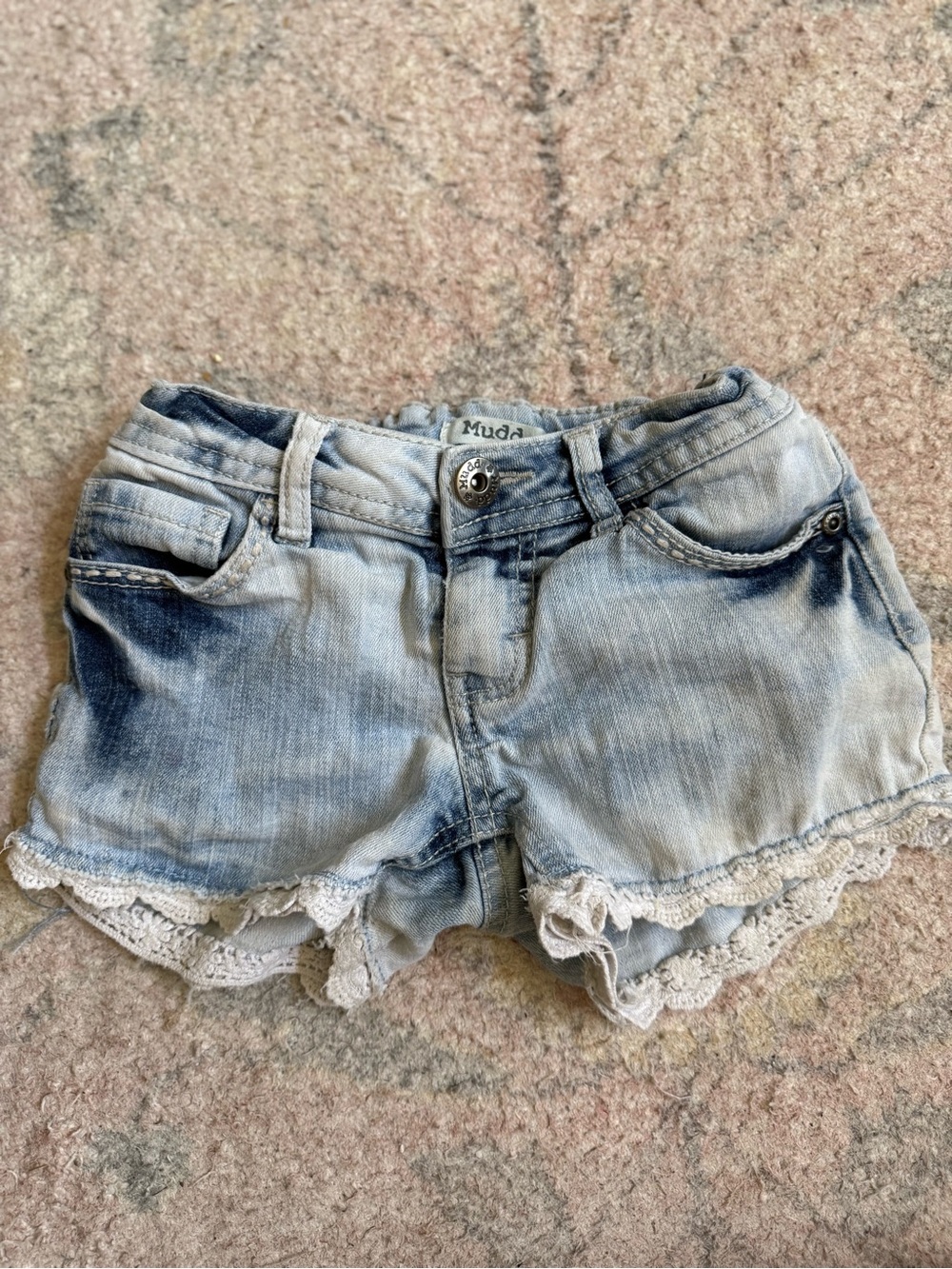 Mudd Light Blue Denim Lace-Trim Jean Shorts
